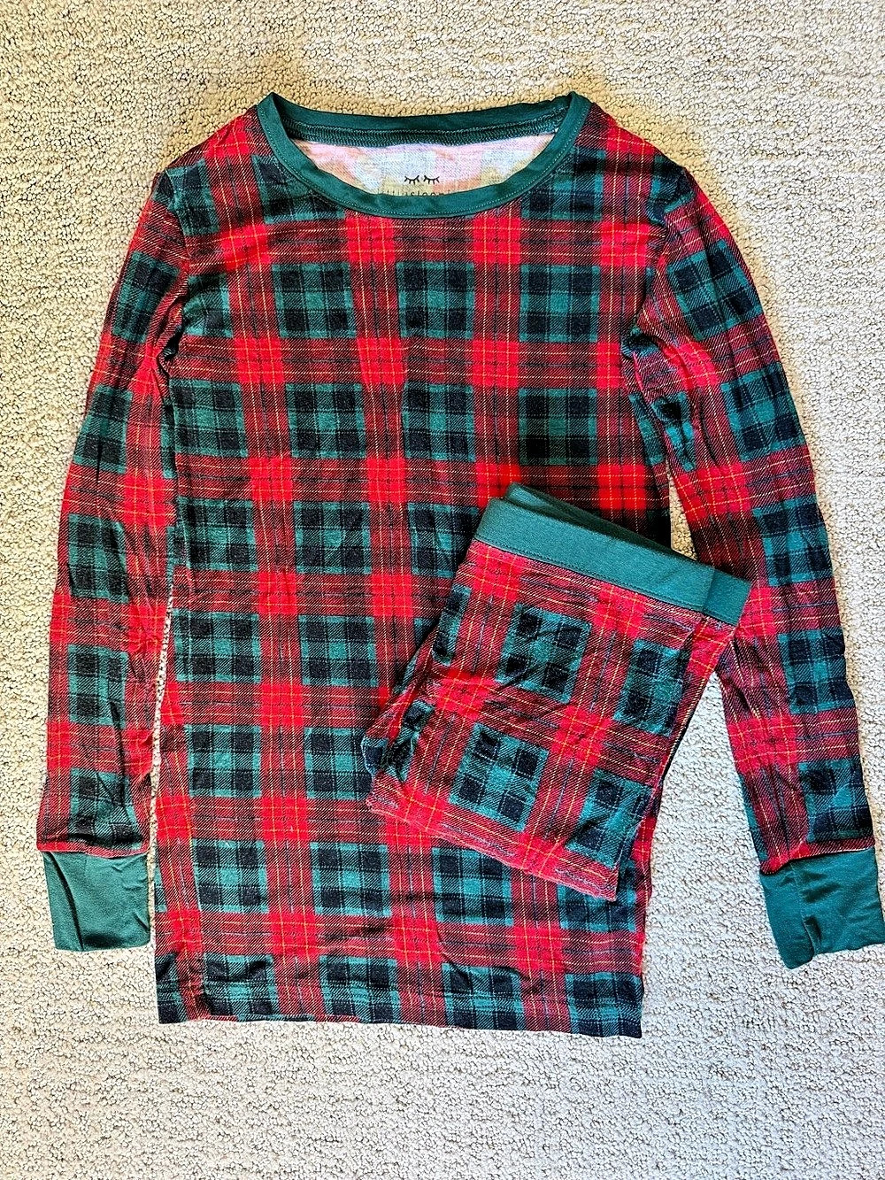 Little Sleepies Holiday Tartan Red & Green Kids Pajama Set 9/10